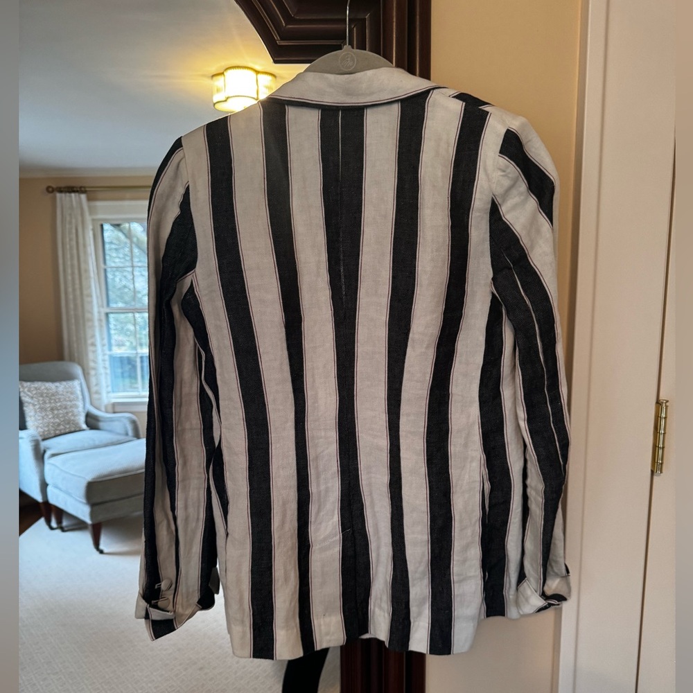 Frame Vertical Stripe Linen Blazer - image 2